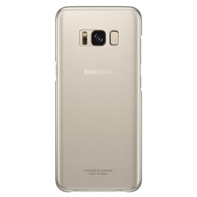 Твърди гърбове Твърди гърбове за Samsung Луксозен твърд гръб ултра тънък прозрачен оригинален EF-QG950 за Samsung Galaxy S8 G950 златен кант 